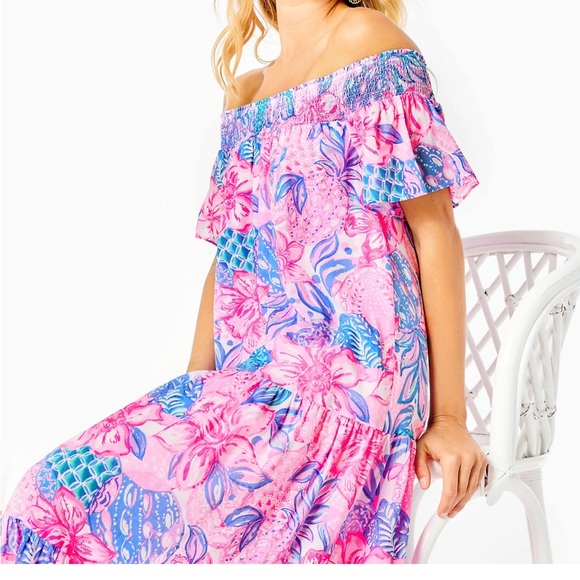 NWT LILLY PULITZER Dezi Off-The-Shoulder Maxi Dress - Picture 10 of 12